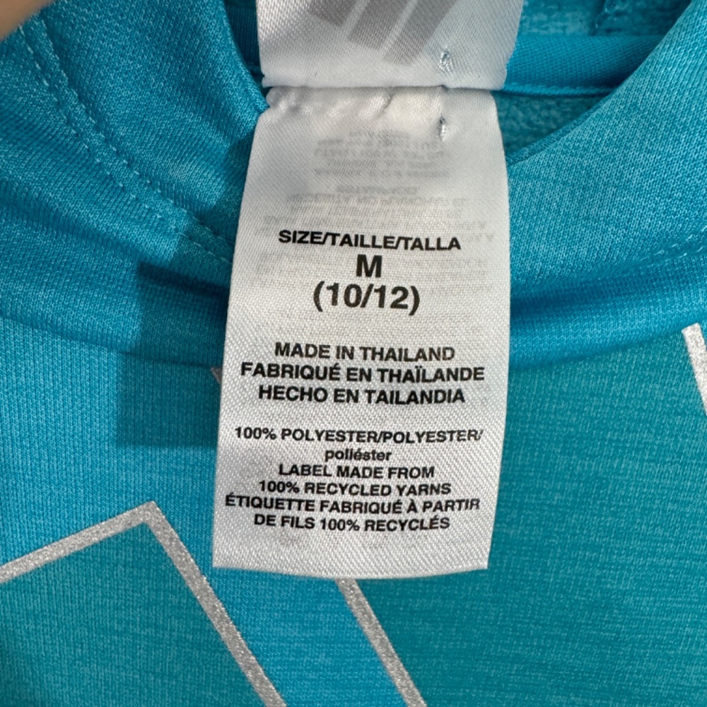 Adidas Girl’s Size Medium 10/12 Blue Logo Graphic Pullover Casual Hoodie AA4844 - Picture 4 of 7